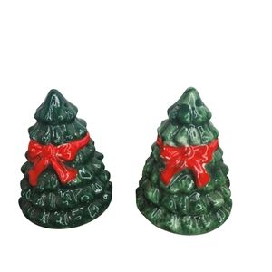 Vintage Christmas tree salt and pepper shakers